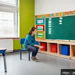 특수교육과 학습 자기 조절 전략 - A bright, inclusive classroom scene featuring diverse young students with special needs engaging wit...